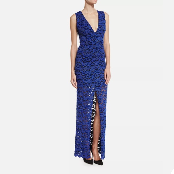 Alice + Olivia Blue Lace Maxi Dress - Picture 2 of 14